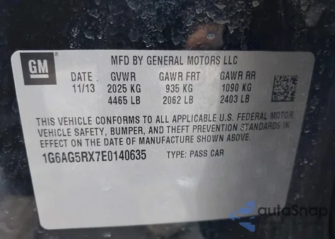 2014 Cadillac Ats Standard из США, поврежденный, VIN 1G6AG5RX7E0140635